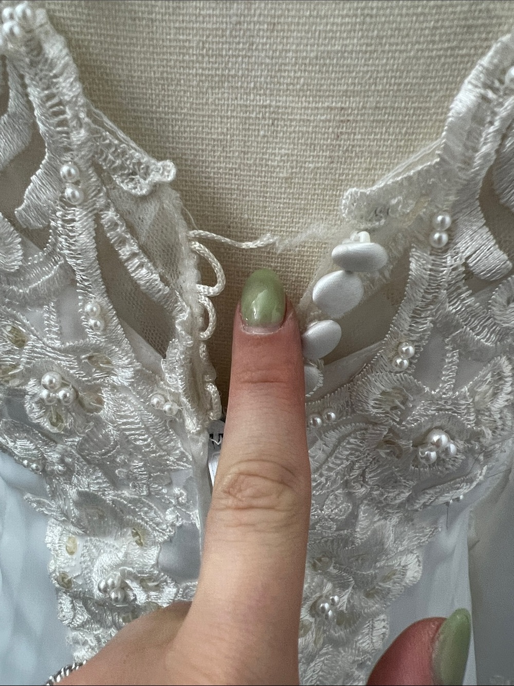 Vintage Re-Worked Ivory Beaded Long Sleeve Mini Dress - Picture 7 of 13